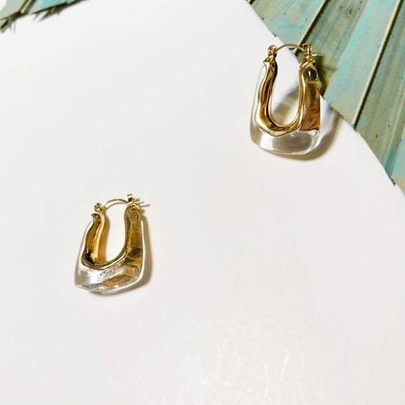 #72 Anthro Crystal earrings in gold tone hardware and clear crystal - Picture 4 of 6